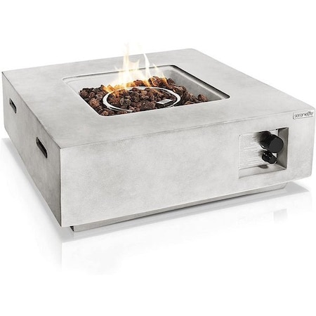 Serenelife Propane Gas Fire Pit Table - 40,000 BTU Square Gas Firepits with Cover for Outside SLFPLG9